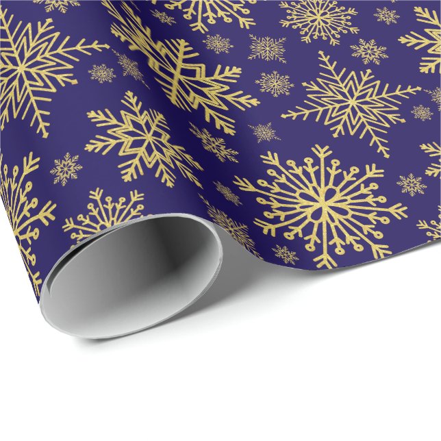 Guld Glitter Snöflingor Presentpapper (Rullad Hörn)
