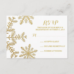 Guld Glitter Snöflingor Winter Wedlings OSA Kort