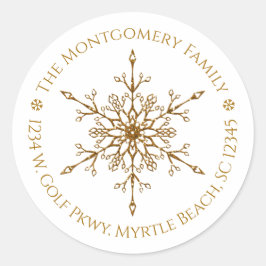 Guld Glitter Snowflake-Eleganten Juli Helgdag Runt Klistermärke