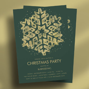 Guld Glitter Snowflake-Grönten i Party Inbjudningar