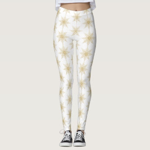 Guld Glitter Snowflake Helgdag Leggings