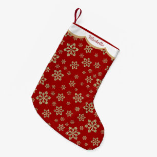 Guld Glitter Snowflake-Personligen Liten Julstrumpa
