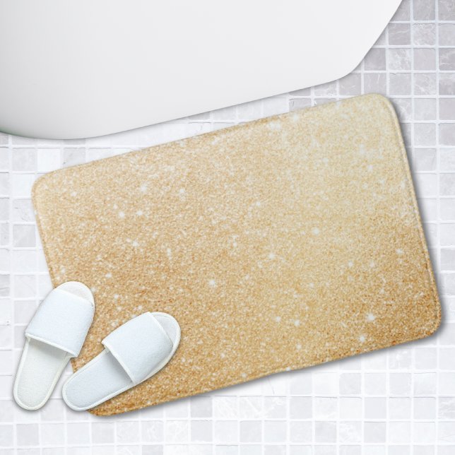 Guld Glitter Snyggt Luxury Bathroom Bath Mat Badrumsmatta (Gold Glittery Stylish Luxury Bathroom Bath Mat)