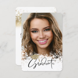 Guld Glitter-sockel,Bokeh Photo Studenten Inbjudningar