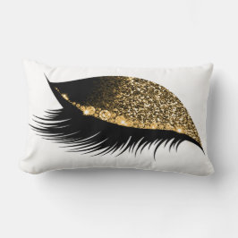 Guld Glitter Sömn Makeup Öga Lash White Lämnades Lumbarkudde