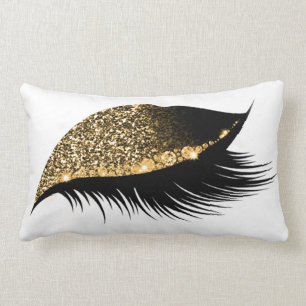 Guld Glitter, sömnlöshet Makeup Öga Lash White Lumbarkudde