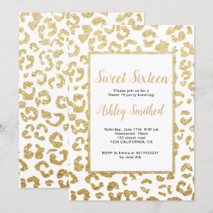 Guld- glitter söta 16 för modern inbjudningar