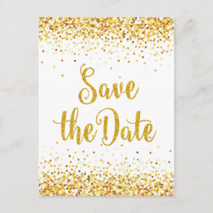 Guld Glitter Spara Datum Modern Textdesign Meddelande Vykort