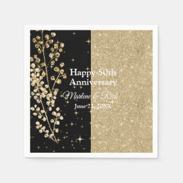 Guld Glitter Sparkles Elegant Black Calligraphy Pappersservett