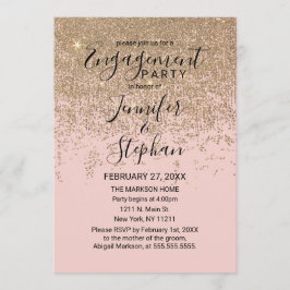 Guld Glitter Sparkles  Förlovning för Rosa Inbjudningar