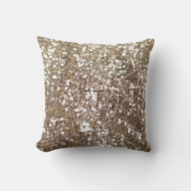 Guld Glitter Sparkling Glam Girly Glitzy Kudde (Framsida)