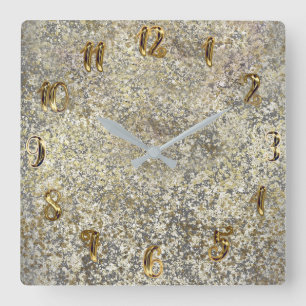 Guld Glitter Spricka Modern Chic Glam Glitter Fyrkantig Klocka