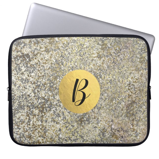 Guld Glitter Spricka Modern Chic Glam Glitter Laptop Sleeve (Framsidan)