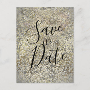 Guld Glitter Spricka Modern Chic Spara Datum Meddelande Vykort