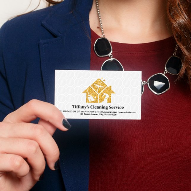 Guld Glitter Städning ikoner | Maid-tjänster Visitkort (Skapare uppladdad)