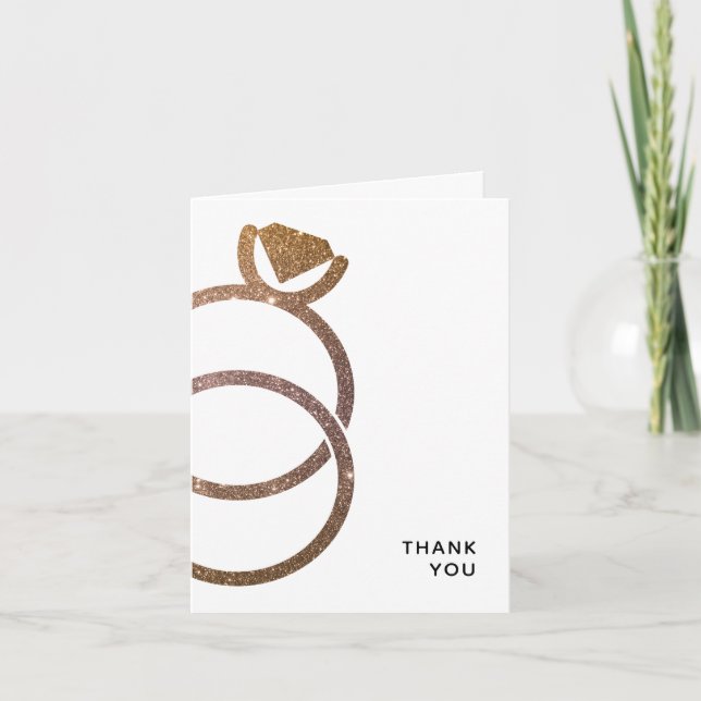 Guld Glitter Staplad Ringar Modern Bröllop Inbjudan (Framsida)