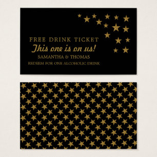Guld Glitter Stars Free Drink Biljett