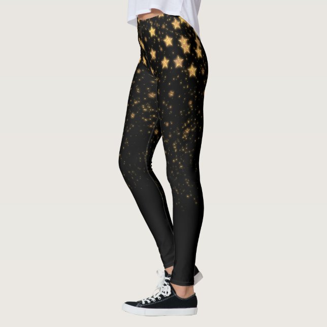 Guld Glitter Stars Leggings (Vänster)