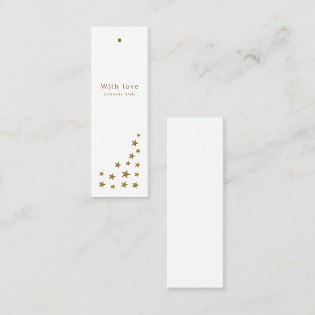 Guld Glitter Stars, Märkre Mini Visitkort (Fram/baksida)