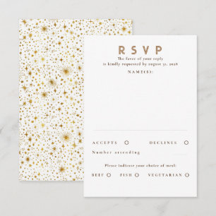 Guld Glitter Stars Modern Bröllop OSA Kort
