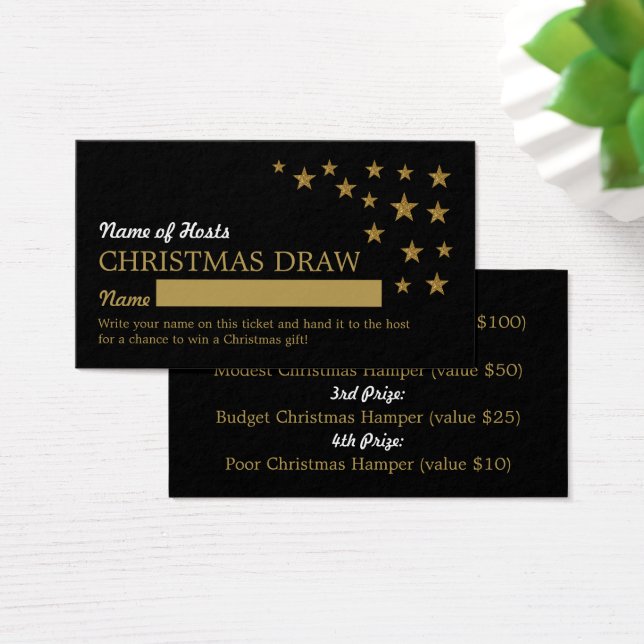 Guld Glitter Stars, Party Raffle Biljett (Skivbord)