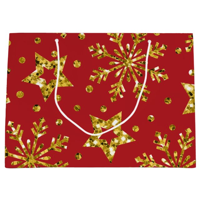 Guld Glitter Stars & Snöflingor (Framsidan)