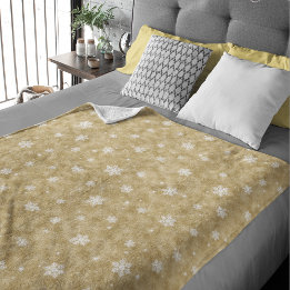Guld Glitter Stars Snöflingor Fleece Blanket