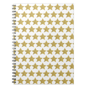 Guld Glitter Stars White Anteckningsbok