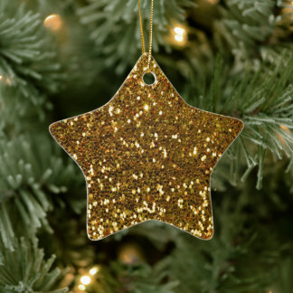 Guld Glitter Stjärna Julgransprydnad Keramik