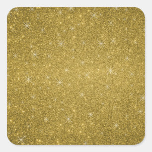 Guld glitter stjärnor fyrkantigt klistermärke