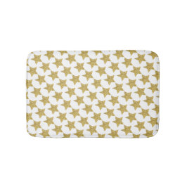 Guld Glitter Stjärnor Vita Badrumsmatta