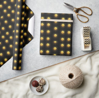 Guld glitter struktur Sol på svart Presentpapper
