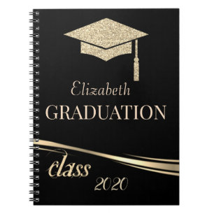Guld Glitter Studentmössa, klass 2020 Anteckningsbok