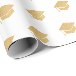 Guld Glitter Studentmössa Mönster White Presentpapper