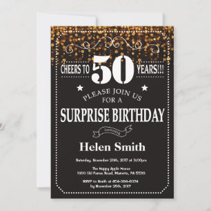 Guld Glitter Surprise 50:e födelsedagsinbjudan Inbjudningar