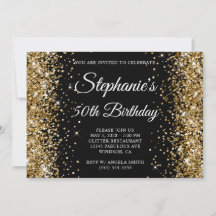 Guld Glitter Svart Monogram 50-årsdag