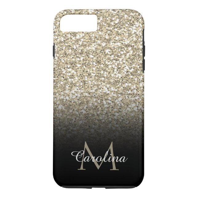 Guld Glitter, Svart, Personlig Case-Mate iPhone Skal (Baksida)