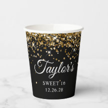 Guld Glitter Svart Sweet 16