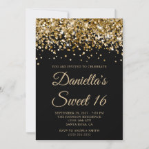Guld Glitter Svart Sweet 16