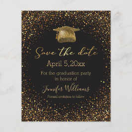 guld glitter svarta studenten sparar datumet flygblad
