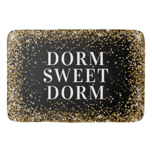 Guld Glitter Svartvit Dorm Sweet Dorm Badrumsmatta
