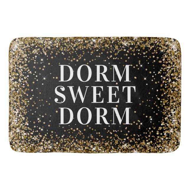 Guld Glitter Svartvit Dorm Sweet Dorm Badrumsmatta (Framsidan)