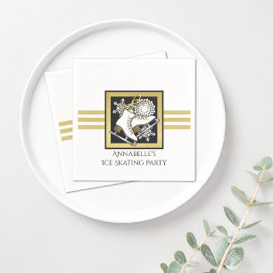 Guld Glitter Svartvit isskal Party Papper Pappersservett