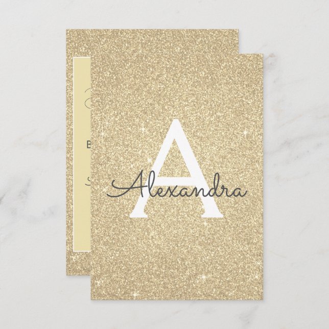 Guld Glitter Sweet 16 Spara datumet Inbjudningar (Fram/baksida)