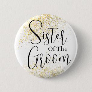 Guld Glitter syster till Groom bröllop Button Knapp