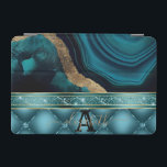Guld Glitter Teal Agate Marble Diamonds iPad Mini Skydd<br><div class="desc">Guld Glitter Teal Agate Marble Diamonds</div>