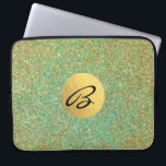 Guld Glitter Teal Aqua Grönt Glam Trendig Laptop Fodral<br><div class="desc">Anpassningsbarnas Sleeve</div>