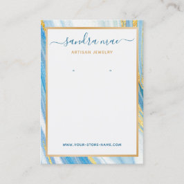 Guld Glitter Teal Blue Marble Jewelry Visning Card Visitkort