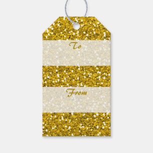 Guld Glitter till God jul Presentetikett