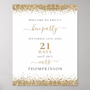 Guld Glitter tills Namn hälsar Hen Party välkommen Poster